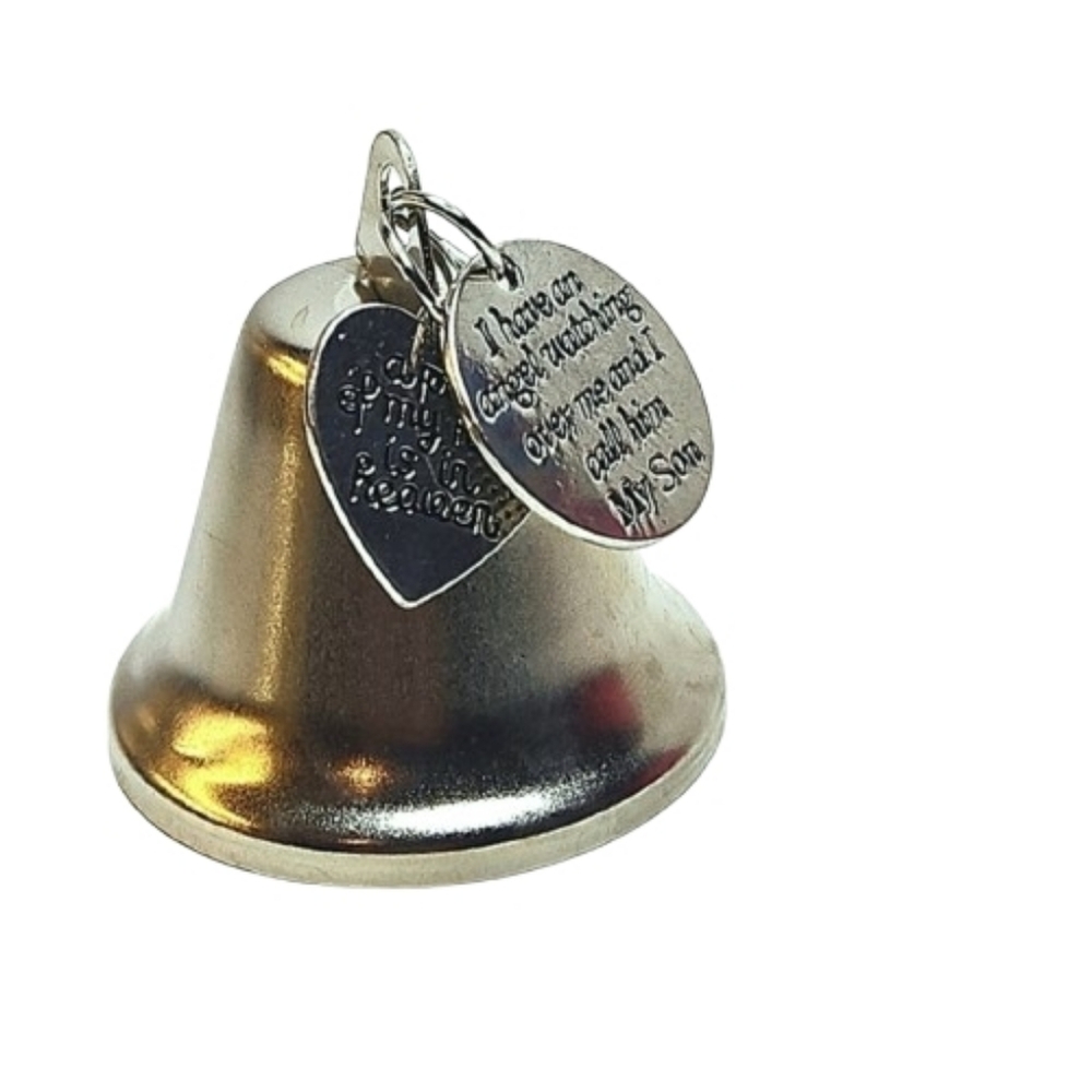 Silver Bell with Heart Charms In Memory Of A Son